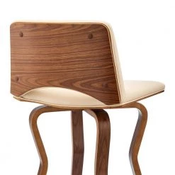 Gerty 40 in Bar Height Low Back Swivel Cream Faux Leather and Walnut Wood Bar Stool by Armen Living -Armen Living Online Shop cream walnut armen living bar stools lcgybawacr30 fa 1000