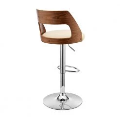 Itzan Adjustable 25-33 in. Seat Height Low Back Swivel Cream Faux Leather/Walnut Bar Stool Chrome Base 43in. Height by Armen Living -Armen Living Online Shop cream walnut armen living bar stools lcitbawacr 4f 1000