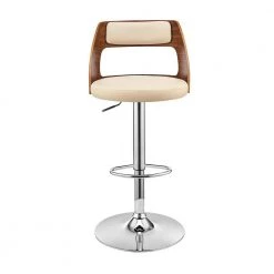 Itzan Adjustable 25-33 in. Seat Height Low Back Swivel Cream Faux Leather/Walnut Bar Stool Chrome Base 43in. Height by Armen Living -Armen Living Online Shop cream walnut armen living bar stools lcitbawacr c3 1000