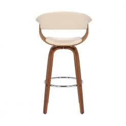 Julyssa 30" Swivel Cream Faux Leather and Walnut Wood Bar Stool by Armen Living -Armen Living Online Shop cream walnut armen living bar stools lcjsbawacr30 1f 1000