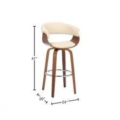 Julyssa 30" Swivel Cream Faux Leather and Walnut Wood Bar Stool by Armen Living -Armen Living Online Shop cream walnut armen living bar stools lcjsbawacr30 40 1000