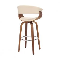 Julyssa 30" Swivel Cream Faux Leather and Walnut Wood Bar Stool by Armen Living -Armen Living Online Shop cream walnut armen living bar stools lcjsbawacr30 4f 1000