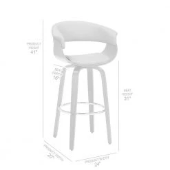 Julyssa 30" Swivel Cream Faux Leather and Walnut Wood Bar Stool by Armen Living -Armen Living Online Shop cream walnut armen living bar stools lcjsbawacr30 76 1000