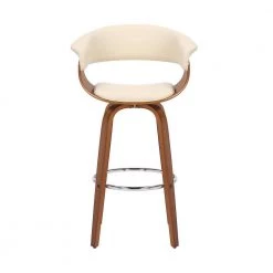 Julyssa 30" Swivel Cream Faux Leather and Walnut Wood Bar Stool by Armen Living -Armen Living Online Shop cream walnut armen living bar stools lcjsbawacr30 c3 1000
