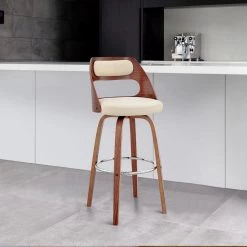 Julius 26 in Counter Height Stool w/ High Back Cream Faux Leather and Walnut Wood Finish by Armen Living 21 Julius 26 in Counter Height Stool w/ High Back Cream Faux Leather and Walnut Wood Finish by Armen Living -Armen Living Online Shop cream walnut armen living bar stools lcjubawacr26 31 1000