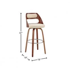 Julius 26 in Counter Height Stool w/ High Back Cream Faux Leather and Walnut Wood Finish by Armen Living 14 Julius 26 in Counter Height Stool w/ High Back Cream Faux Leather and Walnut Wood Finish by Armen Living -Armen Living Online Shop cream walnut armen living bar stools lcjubawacr26 40 1000
