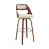 Julius 26 in Counter Height Stool w/ High Back Cream Faux Leather and Walnut Wood Finish by Armen Living -Armen Living Online Shop cream walnut armen living bar stools lcjubawacr26 64 1000