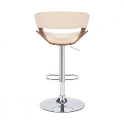 Karine 43 in. Adjustable Low Back Swivel Cream Faux Leather and Walnut Wood Frame Low Back Bar Stool with Black Base by Armen Living -Armen Living Online Shop cream walnut armen living bar stools lckabawacr 1f 1000