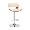 Karine 43 in. Adjustable Low Back Swivel Cream Faux Leather and Walnut Wood Frame Low Back Bar Stool with Black Base by Armen Living -Armen Living Online Shop cream walnut armen living bar stools lckabawacr 64 1000