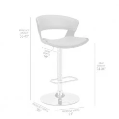 Karine 43 in. Adjustable Low Back Swivel Cream Faux Leather and Walnut Wood Frame Low Back Bar Stool with Black Base by Armen Living -Armen Living Online Shop cream walnut armen living bar stools lckabawacr 76 1000