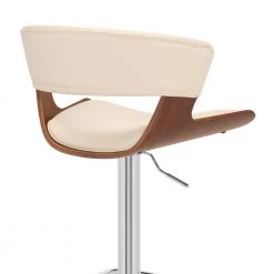 Karine 43 in. Adjustable Low Back Swivel Cream Faux Leather and Walnut Wood Frame Low Back Bar Stool with Black Base by Armen Living -Armen Living Online Shop cream walnut armen living bar stools lckabawacr fa 1000