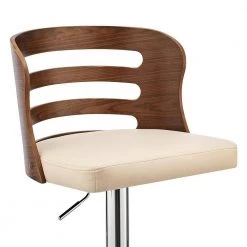 Khalia 44 in. Low Back Adjustable Swivel Cream Faux Leather & Walnut Wood Frame Low Back Bar Stool, Chrome Base by Armen Living -Armen Living Online Shop cream walnut armen living bar stools lckhbawacr 44 1000