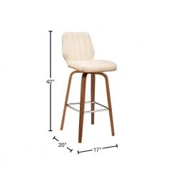 Renee 30 in. Seat Height, High Back Swivel Cream Faux Leather and Walnut Wood Bar Stool 42 in. Overall Height by Armen Living -Armen Living Online Shop cream walnut armen living bar stools lcrnbawacr30 40 1000