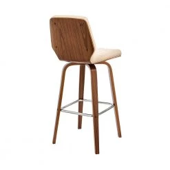 Renee 30 in. Seat Height, High Back Swivel Cream Faux Leather and Walnut Wood Bar Stool 42 in. Overall Height by Armen Living -Armen Living Online Shop cream walnut armen living bar stools lcrnbawacr30 4f 1000