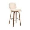 Renee 30 in. Seat Height, High Back Swivel Cream Faux Leather and Walnut Wood Bar Stool 42 in. Overall Height by Armen Living -Armen Living Online Shop cream walnut armen living bar stools lcrnbawacr30 64 1000