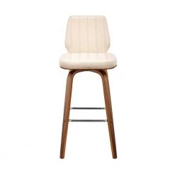 Renee 30 in. Seat Height, High Back Swivel Cream Faux Leather and Walnut Wood Bar Stool 42 in. Overall Height by Armen Living -Armen Living Online Shop cream walnut armen living bar stools lcrnbawacr30 c3 1000