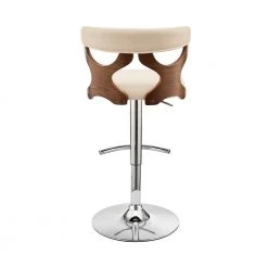 Ruth 43 in. Product Height Low Back Adjustable Swivel Cream Faux Leather & Walnut Wood Frame Bar Stool with Chrome Base by Armen Living 15 Ruth 43 in. Product Height Low Back Adjustable Swivel Cream Faux Leather & Walnut Wood Frame Bar Stool with Chrome Base by Armen Living -Armen Living Online Shop cream walnut armen living bar stools lcrtbawacr 1f 1000