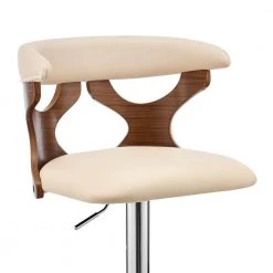 Ruth 43 in. Product Height Low Back Adjustable Swivel Cream Faux Leather & Walnut Wood Frame Bar Stool with Chrome Base by Armen Living 16 Ruth 43 in. Product Height Low Back Adjustable Swivel Cream Faux Leather & Walnut Wood Frame Bar Stool with Chrome Base by Armen Living -Armen Living Online Shop cream walnut armen living bar stools lcrtbawacr 44 1000