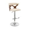 Ruth 43 in. Product Height Low Back Adjustable Swivel Cream Faux Leather & Walnut Wood Frame Bar Stool with Chrome Base by Armen Living -Armen Living Online Shop cream walnut armen living bar stools lcrtbawacr 64 1000