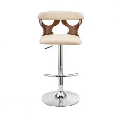 Ruth 43 in. Product Height Low Back Adjustable Swivel Cream Faux Leather & Walnut Wood Frame Bar Stool with Chrome Base by Armen Living 13 Ruth 43 in. Product Height Low Back Adjustable Swivel Cream Faux Leather & Walnut Wood Frame Bar Stool with Chrome Base by Armen Living -Armen Living Online Shop cream walnut armen living bar stools lcrtbawacr c3 1000