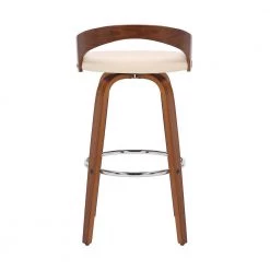 Sonia 26 in. Swivel Cream/Walnut Faux Leather and Wood Counter Stool by Armen Living -Armen Living Online Shop cream walnut armen living bar stools lcsobacrwa26 1f 1000