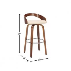 Sonia 26 in. Swivel Cream/Walnut Faux Leather and Wood Counter Stool by Armen Living -Armen Living Online Shop cream walnut armen living bar stools lcsobacrwa26 40 1000