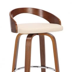 Sonia 26 in. Swivel Cream/Walnut Faux Leather and Wood Counter Stool by Armen Living -Armen Living Online Shop cream walnut armen living bar stools lcsobacrwa26 44 1000