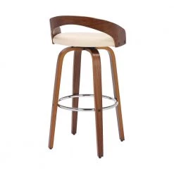 Sonia 26 in. Swivel Cream/Walnut Faux Leather and Wood Counter Stool by Armen Living -Armen Living Online Shop cream walnut armen living bar stools lcsobacrwa26 4f 1000