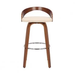 Sonia 26 in. Swivel Cream/Walnut Faux Leather and Wood Counter Stool by Armen Living -Armen Living Online Shop cream walnut armen living bar stools lcsobacrwa26 c3 1000