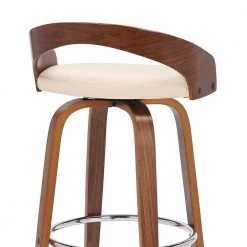 Sonia 26 in. Swivel Cream/Walnut Faux Leather and Wood Counter Stool by Armen Living -Armen Living Online Shop cream walnut armen living bar stools lcsobacrwa26 fa 1000