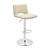 Thierry Walnut Back and Chrome Adjustable Swivel Cream Faux Leather with Bar Stool by Armen Living -Armen Living Online Shop cream walnut armen living bar stools lcthbawacr 64 1000