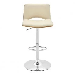 Thierry Walnut Back and Chrome Adjustable Swivel Cream Faux Leather with Bar Stool by Armen Living 13 Thierry Walnut Back and Chrome Adjustable Swivel Cream Faux Leather with Bar Stool by Armen Living -Armen Living Online Shop cream walnut armen living bar stools lcthbawacr c3 1000