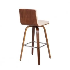 Vienna Cream Faux 30 in. Bar Height Bar Stool in Walnut Wood with Leather by Armen Living -Armen Living Online Shop cream walnut armen living bar stools lcvibacrwa30 1f 1000