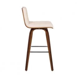 Vienna Cream Faux 30 in. Bar Height Bar Stool in Walnut Wood with Leather by Armen Living -Armen Living Online Shop cream walnut armen living bar stools lcvibacrwa30 4f 1000