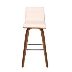 Vienna Cream Faux 30 in. Bar Height Bar Stool in Walnut Wood with Leather by Armen Living -Armen Living Online Shop cream walnut armen living bar stools lcvibacrwa30 c3 1000