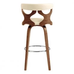 Zenia 26 in. Counter Height Swivel Stool w/ High Back Cream Faux Leather and Walnut Wood by Armen Living -Armen Living Online Shop cream walnut armen living bar stools lcznbawacr26 44 1000
