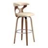 Zenia 26 in. Counter Height Swivel Stool w/ High Back Cream Faux Leather and Walnut Wood by Armen Living -Armen Living Online Shop cream walnut armen living bar stools lcznbawacr26 64 1000