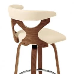 Zenia 26 in. Counter Height Swivel Stool w/ High Back Cream Faux Leather and Walnut Wood by Armen Living -Armen Living Online Shop cream walnut armen living bar stools lcznbawacr26 76 1000
