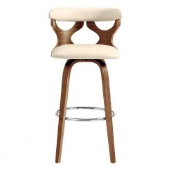 Zenia 26 in. Counter Height Swivel Stool w/ High Back Cream Faux Leather and Walnut Wood by Armen Living -Armen Living Online Shop cream walnut armen living bar stools lcznbawacr26 c3 1000