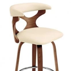 Zenia 26 in. Counter Height Swivel Stool w/ High Back Cream Faux Leather and Walnut Wood by Armen Living -Armen Living Online Shop cream walnut armen living bar stools lcznbawacr26 fa 1000