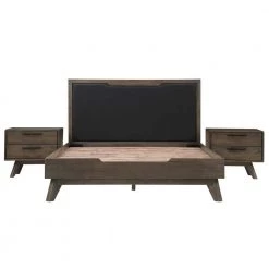 Astoria 3-Piece Dark Brown Solid Oak Queen Bedroom Set by Armen Living