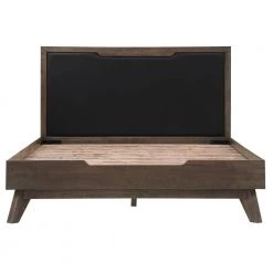 Astoria 63 in. W Dark Brown Queen Black Faux Leather Solid Oak Frame Platform Bed Frame by Armen Living -Armen Living Online Shop dark brown armen living platform beds lcahbddgqn c3 1000