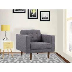 Element Dark Gray Linen and Walnut Legs Mid-Century Modern Accent Chair in by Armen Living -Armen Living Online Shop dark gray armen living accent chairs lcel1dg 31 1000