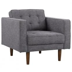Element Dark Gray Linen and Walnut Legs Mid-Century Modern Accent Chair in by Armen Living