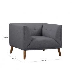 Hudson Dark Gray Linen and Walnut Legs Mid-Century Button-Tufted Accent Chair by Armen Living -Armen Living Online Shop dark gray armen living accent chairs lchu1dg 40 1000