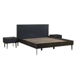 Cross Dark Gray Solid Oak King 3-Piece Bedroom Set by Armen Living