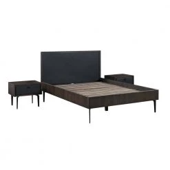 Cross Dark Gray Solid Oak Queen 3-Piece Bedroom Set by Armen Living