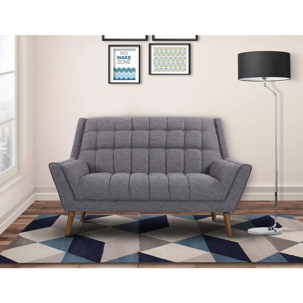 Cobra Mid-Century Modern Loveseat in Dark Gray Linen and Walnut Legs by Armen Living 9 Cobra Mid-Century Modern Loveseat in Dark Gray Linen and Walnut Legs by Armen Living - Image 7
