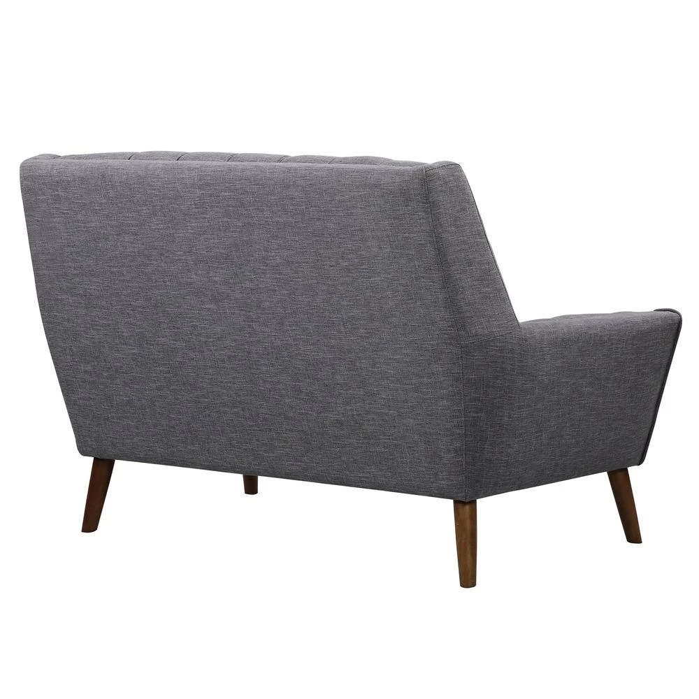 Cobra Mid-Century Modern Loveseat in Dark Gray Linen and Walnut Legs by Armen Living 6 Cobra Mid-Century Modern Loveseat in Dark Gray Linen and Walnut Legs by Armen Living - Image 4