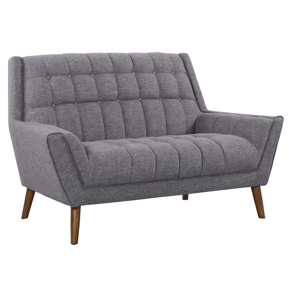Cobra Mid-Century Modern Loveseat in Dark Gray Linen and Walnut Legs by Armen Living 3 Cobra Mid-Century Modern Loveseat in Dark Gray Linen and Walnut Legs by Armen Living